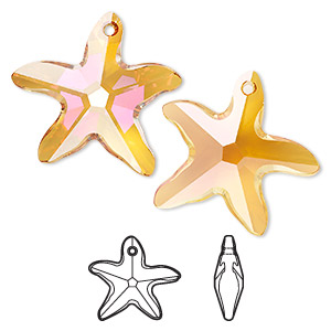 Focal, Crystal Passions&reg;, crystal summer blush, 30x28mm faceted starfish pendant (6721). Sold individually.