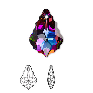 Drop, Crystal Passions&reg;, crystal electra, 22x15mm faceted baroque pendant (6090). Sold individually.
