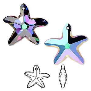 Focal, Crystal Passions&reg;, crystal electra, 30x28mm faceted starfish pendant (6721). Sold individually.
