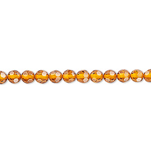 Bead, Baltic amber (heated), 4mm faceted round, A grade, Mohs hardness 2 to 2-1/2. Sold per 15-1/2&quot; to 16&quot; strand.