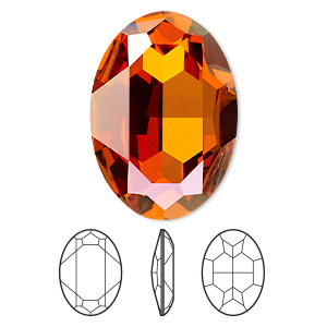 Embellishment, Crystal Passions&reg;, crystal chili pepper, foil back, 30x22mm faceted oval fancy stone (4127). Sold individually.