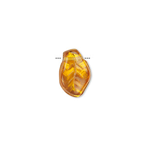 Bead, Czech pressed glass, honey AB, 14x9mm top-drilled leaf. Sold per 15-1/2&quot; to 16&quot; strand, approximately 60 beads.