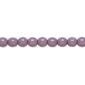 Bead, Czech glass druk, opaque purple, 6mm round. Sold per 15-1/2&quot; to 16&quot; strand, approximately 65 beads.