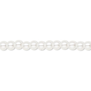 Bead, Celestial Crystal&reg;, crystal pearl, white, 4mm round. Sold per pkg of (2) 15-1/2&quot; to 16&quot; strands, approximately 200 beads.