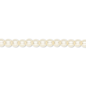 Bead, Celestial Crystal&reg;, crystal pearl, ivory, 4mm round. Sold per pkg of (2) 15-1/2&quot; to 16&quot; strands, approximately 200 beads.