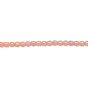 Bead, Czech glass druk, opaque pink, 3mm round. Sold per 15-1/2&quot; to 16&quot; strand.