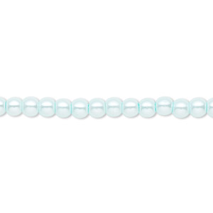 Bead, Celestial Crystal&reg;, crystal pearl, light blue, 4mm round. Sold per pkg of (2) 15-1/2&quot; to 16&quot; strands, approximately 200 beads.