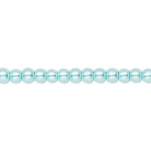 Bead, Celestial Crystal&reg;, crystal pearl, aqua blue, 4mm round. Sold per pkg of (2) 15-1/2&quot; to 16&quot; strands, approximately 200 beads.