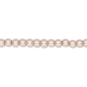 Bead, Celestial Crystal&reg;, crystal pearl, champagne, 4mm round. Sold per pkg of (2) 15-1/2&quot; to 16&quot; strands, approximately 200 beads.