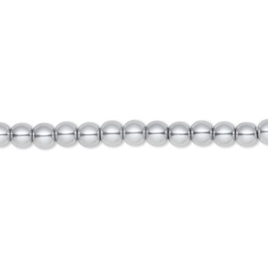 Bead, Celestial Crystal&reg;, crystal pearl, silver, 4mm round. Sold per pkg of (2) 15-1/2&quot; to 16&quot; strands, approximately 200 beads.