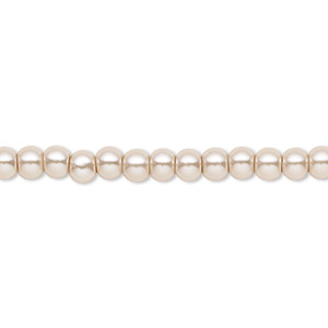 Bead, Celestial Crystal&reg;, crystal pearl, beige, 4mm round. Sold per pkg of (2) 15-1/2&quot; to 16&quot; strands, approximately 200 beads.