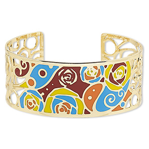 Cuff Bracelets Enameled Metals Gold Colored