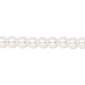 Bead, Celestial Crystal&reg;, crystal pearl, white, 6mm round. Sold per pkg of (2) 15-1/2&quot; to 16&quot; strands, approximately 130 beads.