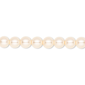 Bead, Celestial Crystal&reg;, crystal pearl, cream, 6mm round. Sold per pkg of (2) 15-1/2&quot; to 16&quot; strands, approximately 130 beads.