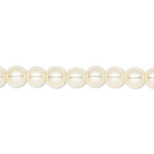 Bead, Celestial Crystal&reg;, crystal pearl, ivory, 6mm round. Sold per pkg of (2) 15-1/2&quot; to 16&quot; strands, approximately 130 beads.