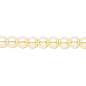 Bead, Celestial Crystal&reg;, crystal pearl, light yellow, 6mm round. Sold per pkg of (2) 15-1/2&quot; to 16&quot; strands, approximately 130 beads.