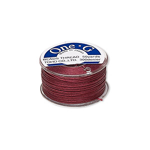 Thread, TOHO BEADS&reg;, One-G&#153;, nylon, burgundy, size 0. Sold per 50-yard spool.