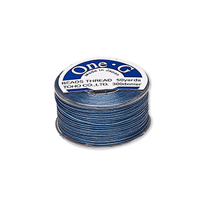 Thread, TOHO BEADS&reg;, One-G&#153;, nylon, blue, size 0. Sold per 50-yard spool.