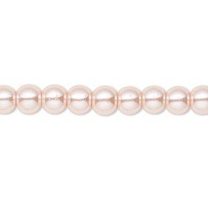 Bead, Celestial Crystal&reg;, crystal pearl, medium pink, 6mm round. Sold per pkg of (2) 15-1/2&quot; to 16&quot; strands, approximately 130 beads.