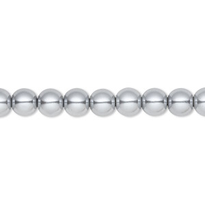 Bead, Celestial Crystal&reg;, crystal pearl, silver, 6mm round. Sold per pkg of (2) 15-1/2&quot; to 16&quot; strands, approximately 130 beads.
