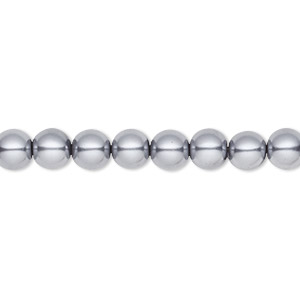 Bead, Celestial Crystal&reg;, crystal pearl, pewter, 6mm round. Sold per pkg of (2) 15-1/2&quot; to 16&quot; strands, approximately 130 beads.