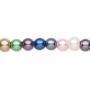 Bead, Celestial Crystal&reg;, crystal pearl, multicolored, 6mm round. Sold per pkg of (2) 15-1/2&quot; to 16&quot; strands, approximately 130 beads.