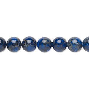 Bead, resin and multi-stone (dyed / assembled), lapis blue and brown, 8mm round. Sold per 8-inch strand, approximately 25 beads.