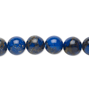 Bead, resin and multi-stone (dyed / assembled), lapis blue and brown, 10mm round. Sold per 8-inch strand, approximately 20 beads.