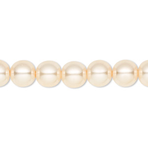 Bead, Celestial Crystal&reg;, crystal pearl, cream, 8mm round. Sold per pkg of (2) 15-1/2&quot; to 16&quot; strands, approximately 100 beads.