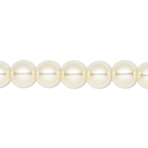 Bead, Celestial Crystal&reg;, crystal pearl, ivory, 8mm round. Sold per pkg of (2) 15-1/2&quot; to 16&quot; strands, approximately 100 beads.