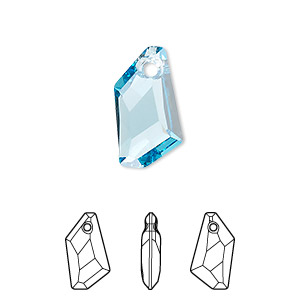Drop, Crystal Passions&reg;, aquamarine, 18x12mm faceted de-art pendant (6670). Sold individually.