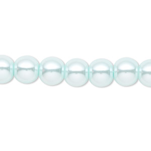 Bead, Celestial Crystal&reg;, crystal pearl, light blue, 8mm round. Sold per pkg of (2) 15-1/2&quot; to 16&quot; strands, approximately 100 beads.