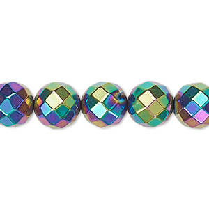 Bead, Hemalyke&#153; (man-made), rainbow, 10mm faceted round. Sold per 15-1/2&quot; to 16&quot; strand.