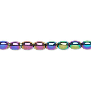 Bead, Hemalyke&#153; (man-made), rainbow, 6x4mm oval. Sold per 15-1/2&quot; to 16&quot; strand.