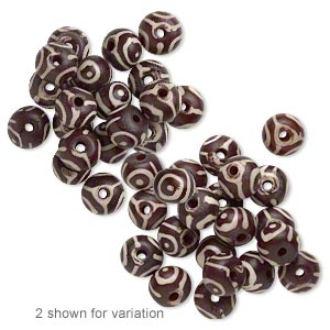 Bead, bone (dyed), brown, 14x12mm rondelle. Sold per pkg of 20.