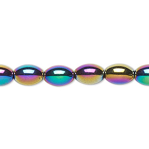 Bead, Hemalyke&#153; (man-made), rainbow, 9x6mm oval. Sold per 15-1/2&quot; to 16&quot; strand.