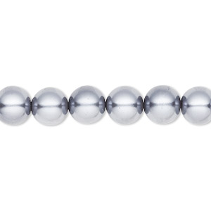 Bead, Celestial Crystal&reg;, crystal pearl, pewter, 8mm round. Sold per pkg of (2) 15-1/2&quot; to 16&quot; strands, approximately 100 beads.