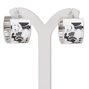 Hoop Earrings Enameled Metals Silver Colored
