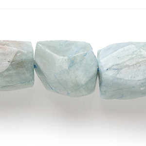 Bead, green aquamarine (dyed / heated), medium to large faceted nugget, Mohs hardness 7-1/2 to 8. Sold per 15&quot; to 16&quot; strand.