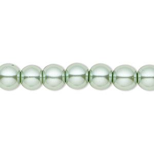 Bead, Celestial Crystal&reg;, crystal pearl, sage, 8mm round. Sold per pkg of (2) 15-1/2&quot; to 16&quot; strands, approximately 100 beads.