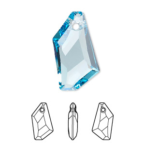 Drop, Crystal Passions&reg;, aquamarine, 24x16mm faceted de-art pendant (6670). Sold individually.