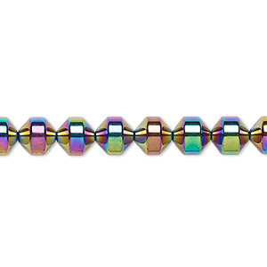 Bead, Hemalyke&#153; (man-made), rainbow, 6mm roller. Sold per 15-1/2&quot; to 16&quot; strand.
