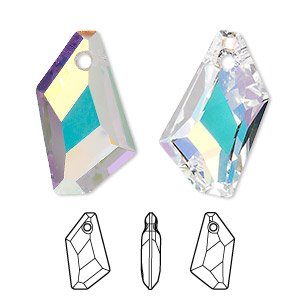 Drop, Crystal Passions&reg;, crystal AB, 24x16mm faceted de-art pendant (6670). Sold individually.