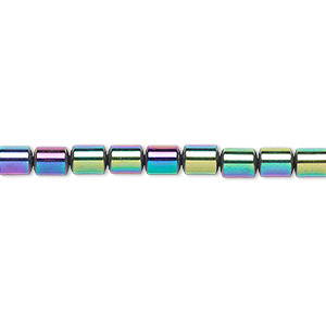 Bead, Hemalyke&#153; (man-made), rainbow, 5x4mm round tube. Sold per 15-1/2&quot; to 16&quot; strand.
