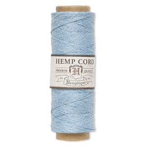 Cord, Hemptique&reg;, polished hemp, light blue, 0.5mm diameter, 10-pound test. Sold per 205-foot spool.