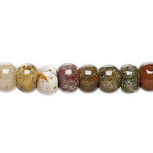 Bead, ocean jasper (natural), 8x5mm rondelle, B grade, Mohs hardness 6-1/2 to 7. Sold per 15-1/2&quot; to 16&quot; strand.