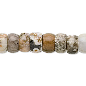 Bead, ocean jasper (natural), 10x7mm rondelle, B grade, Mohs hardness 6-1/2 to 7. Sold per 15-1/2&quot; to 16&quot; strand.