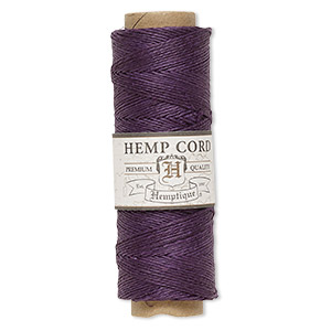 Cord, Hemptique&reg;, polished hemp, dark purple, 0.5mm diameter, 10-pound test. Sold per 205-foot spool.