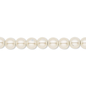 Bead, Hemalyke&#153; (man-made), pearlescent beige, 6mm round. Sold per 15-1/2&quot; to 16&quot; strand.
