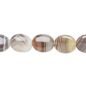 Bead, Botswana agate (natural), 12x10mm flat oval, B grade, Mohs hardness 6-1/2 to 7. Sold per 15-1/2&quot; to 16&quot; strand.
